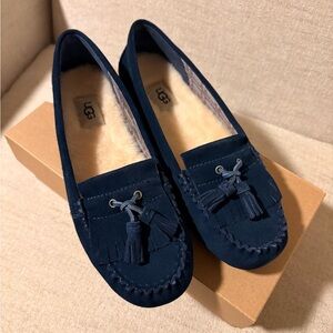 UGG Dark Blue Tassel Moccasins